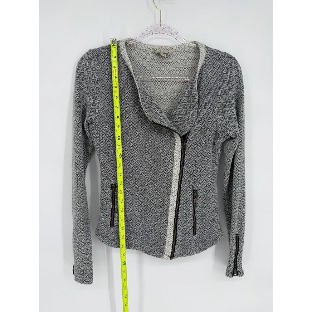 Lucky Brand Diamond Print Asymmetrical‎ Zip Moto Jacket Women's Small Gray White